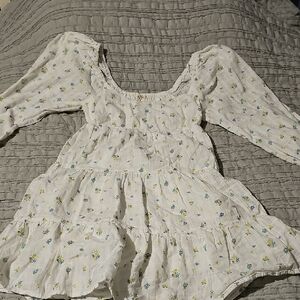 Copper Key White and Blue Floral Long Sleeve Dress